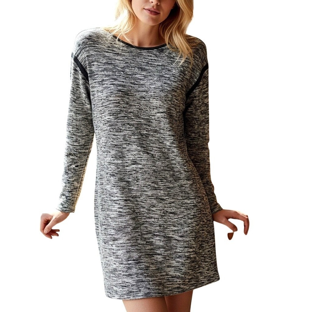 Athleta Womens‎ Dress Sz S Marled Knit Long Sleeve Black White Casual Everyday